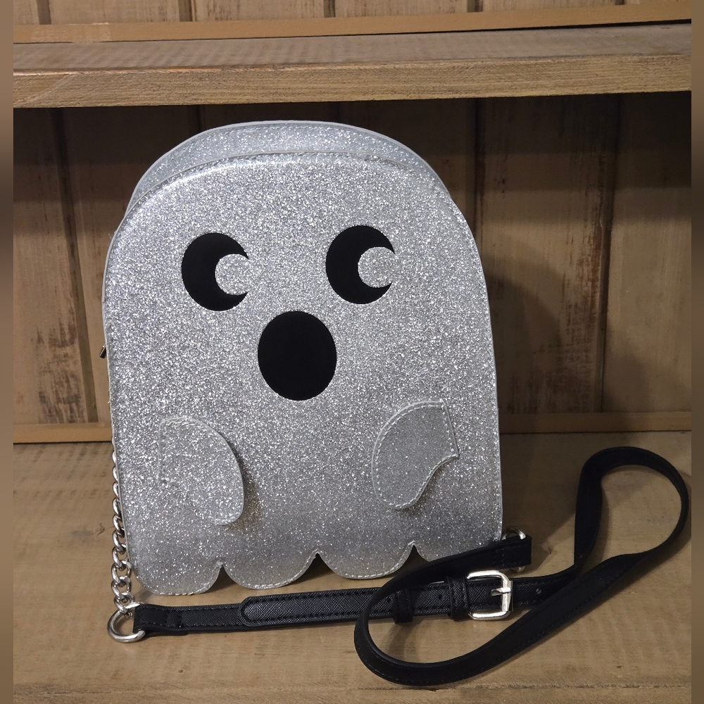 MAD Engine Silver Glitter Ghost Crossbody Bag